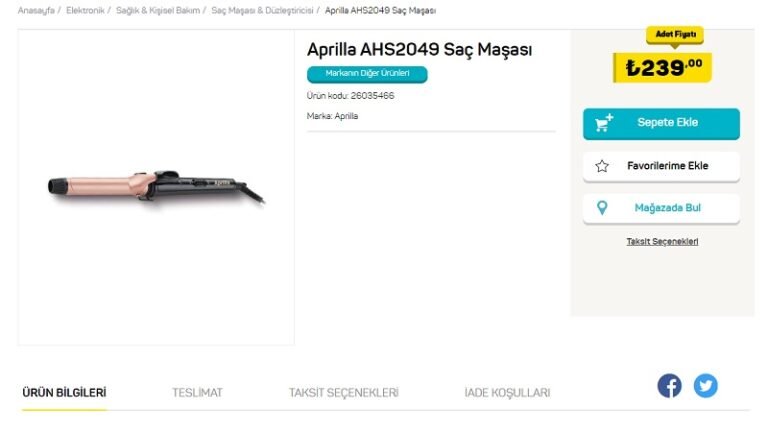 Aprilla AHS2049 Saç Maşası